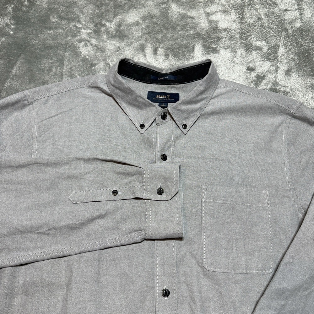 Roark The Artifacts of Adventure Shirt Mens Large L Gray Long Sleeve Button Up